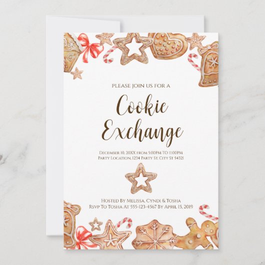 Invitations de Fêtes d'échange de cookies (Devant)