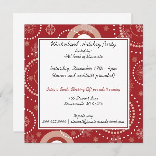 Invitations de fêtes d'entreprise (Devant / Derrière)