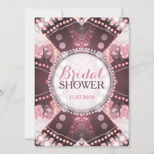 Invitations de Fêtes des mariées roses en Patchwor