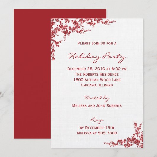 Invitations de Fêtes en fleurs (Devant / Derrière)