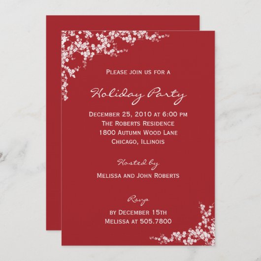 Invitations de Fêtes en fleurs (Devant / Derrière)