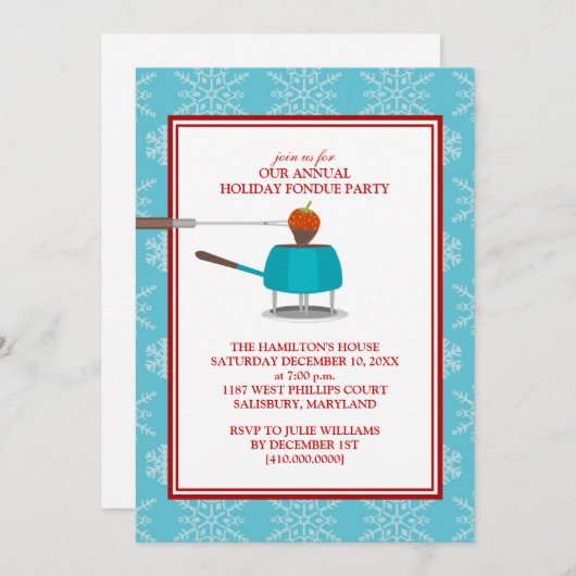 Invitations de Fêtes Fondue (Devant / Derrière)