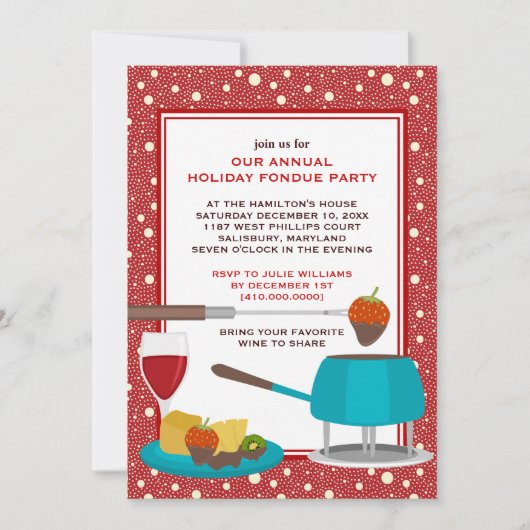 Invitations de Fêtes Fondue (Devant)