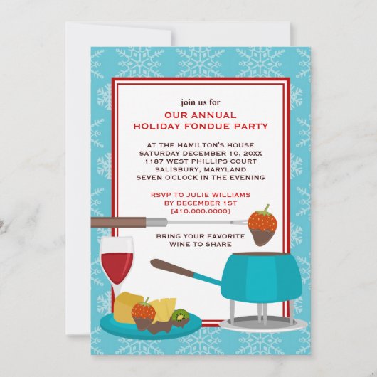 Invitations de Fêtes Fondue (Devant)