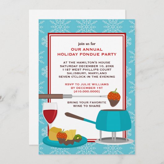 Invitations de Fêtes Fondue (Devant / Derrière)