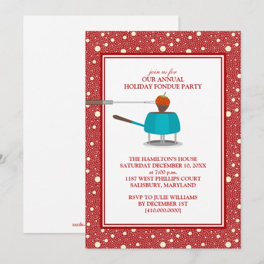 Invitations de Fêtes Fondue (Devant / Derrière)