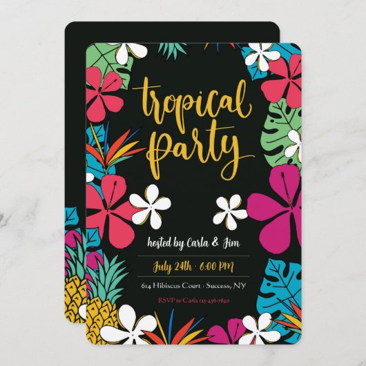 Invitations de fêtes tropicales (Devant / Derrière)