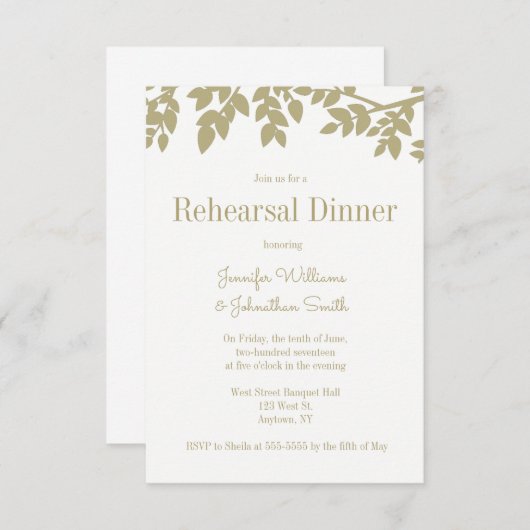 Invitations de feuilles d'or modernes (Devant / Derrière)