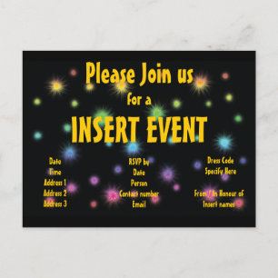 Invitations de feux d'artifice - personnalisables