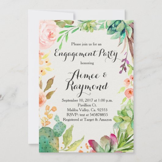 Invitations de Fiançailles Cactus (Devant)