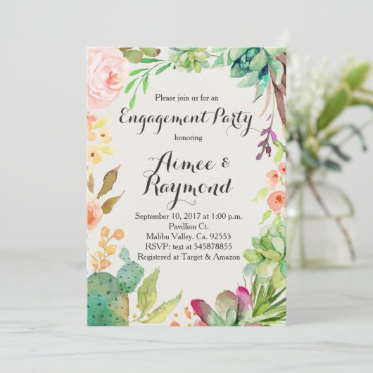 Invitations de Fiançailles Cactus (Debout devant)