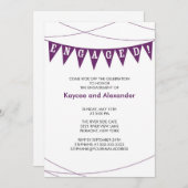 Invitations de Fiançailles de bannière violet (Devant / Derrière)