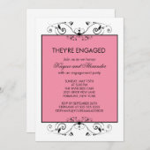 Invitations de Fiançailles de défilement rose et n (Devant / Derrière)