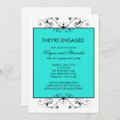 Invitations de Fiançailles de défilement Turquoise (Devant / Derrière)