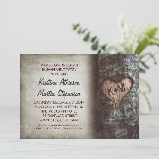 Invitations de fiançailles rustiques arborées (Debout devant)