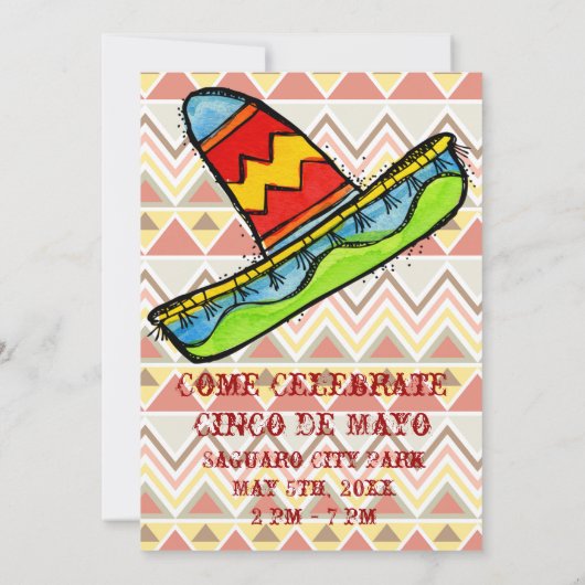 Invitations de Fiesta Cinco de Mayo Chevron (Dos)