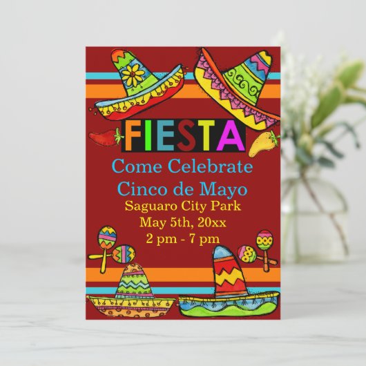 Invitations de Fiesta Cinco de Mayo Red (Debout devant)