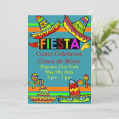 Invitations de Fiesta Cinco de Mayo Turquoises (Debout devant)