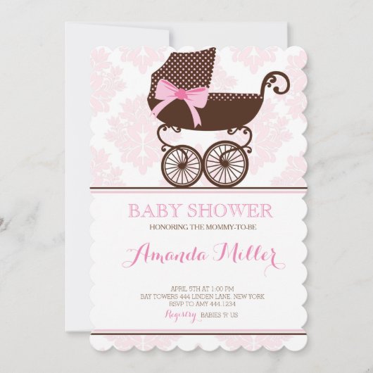 Invitations de filles Baby showers de bambins à la (Devant)