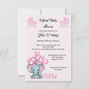 Invitations de filles de Baby shower virtuel