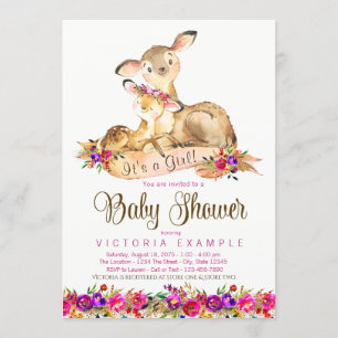 Invitations de filles Deer Baby Shower