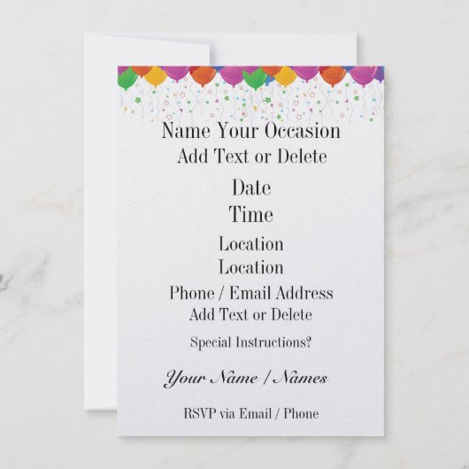 Invitations de filles mignonnes (Dos)