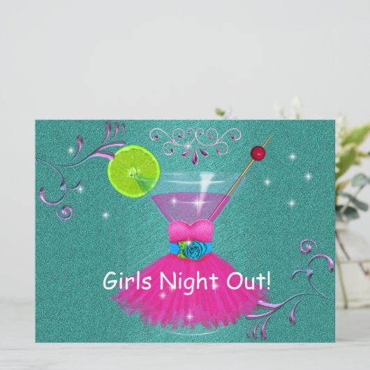 Invitations de filles Night OUT avec robe et cosmo (Debout devant)