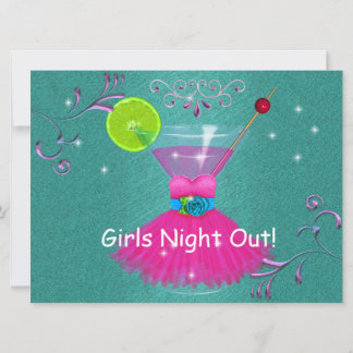 Invitations de filles Night OUT avec robe et cosmo