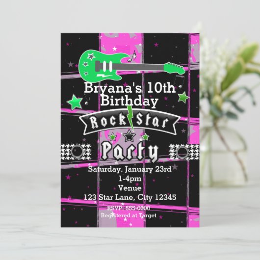 Invitations de Filles Rock Star Anniversaire (Debout devant)
