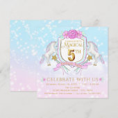 Invitations de Filles Unicorn 5e anniversaire (Devant / Derrière)
