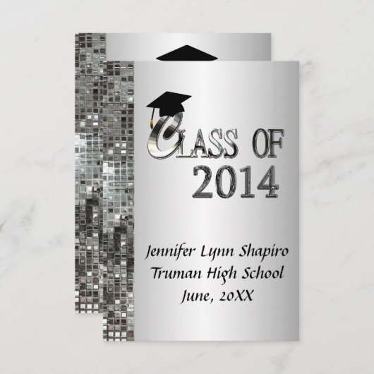 Invitations de fin d'études Classy Silver 2014 (Devant / Derrière)