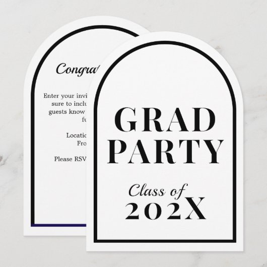 Invitations de fin d'études - Modèle (Devant / Derrière)