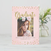 Invitations de finition de luxe rose et or (Debout devant)