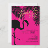 Invitations de Flamant rose rose et noir et Palm P (Devant)