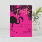 Invitations de Flamant rose rose et noir et Palm P (Debout devant)