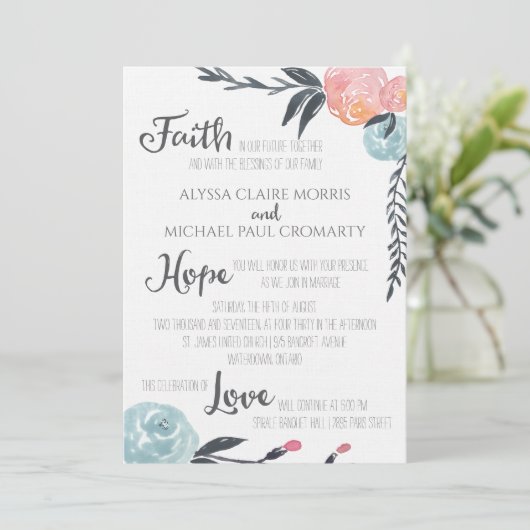 Invitations de fleurs d'aquarelle (Debout devant)