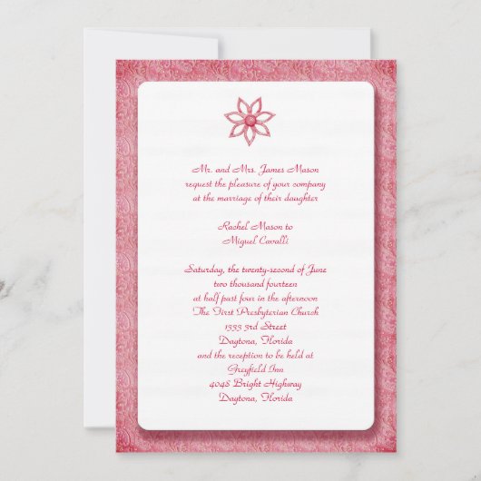 Invitations de fleurs de dentelle rose (Devant)