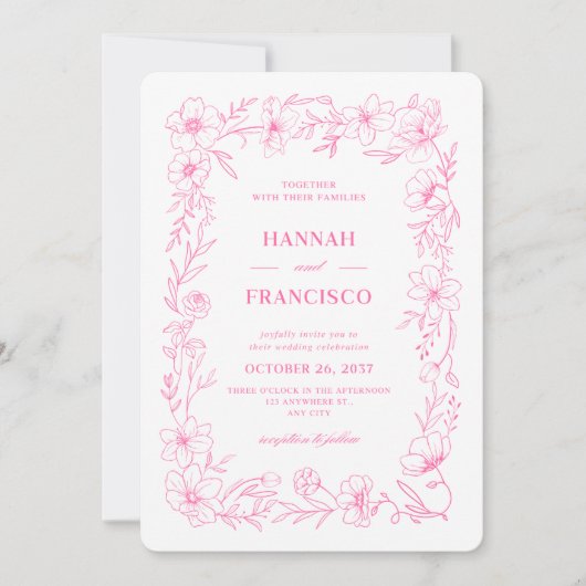 INVITATIONS DE FLEURS DE MARIAGE À L'ESTHÉTIQUE SU (Devant)