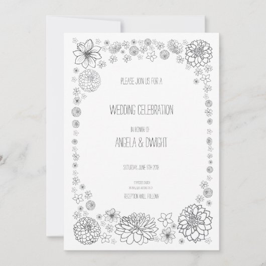 Invitations de fleurs de Mariage rustique personna (Devant)