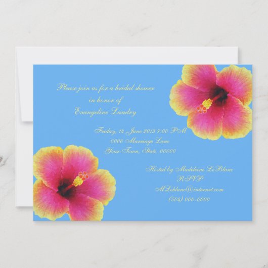 Invitations de fleurs d'Hibiscus bleu tropical (Devant)