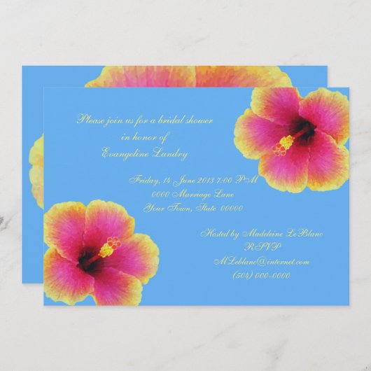 Invitations de fleurs d'Hibiscus bleu tropical (Devant / Derrière)