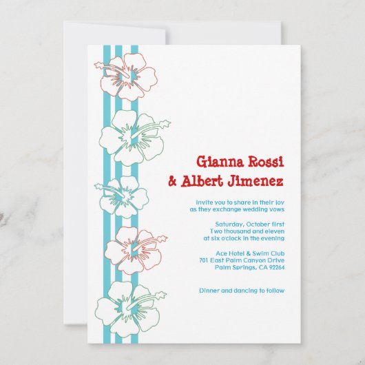 Invitations de fleurs d'Hibiscus| Mariage| Anniver (Devant)