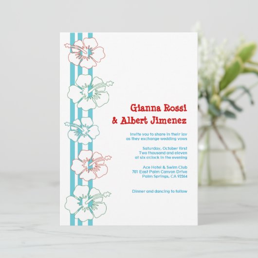 Invitations de fleurs d'Hibiscus| Mariage| Anniver (Debout devant)