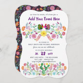 Invitations de fleurs folkloriques de Fiesta mexic (Devant / Derrière)