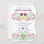 Invitations de fleurs folkloriques de Fiesta mexic (Devant)