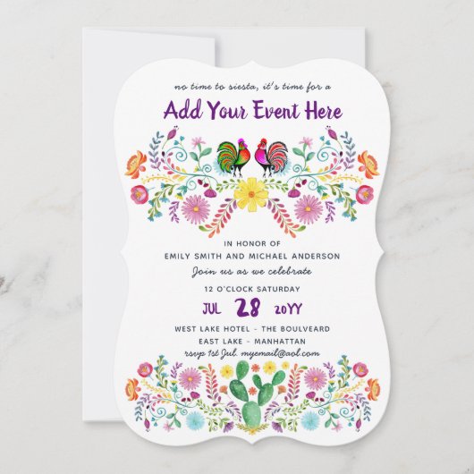 Invitations de fleurs folkloriques de Fiesta mexic (Devant)