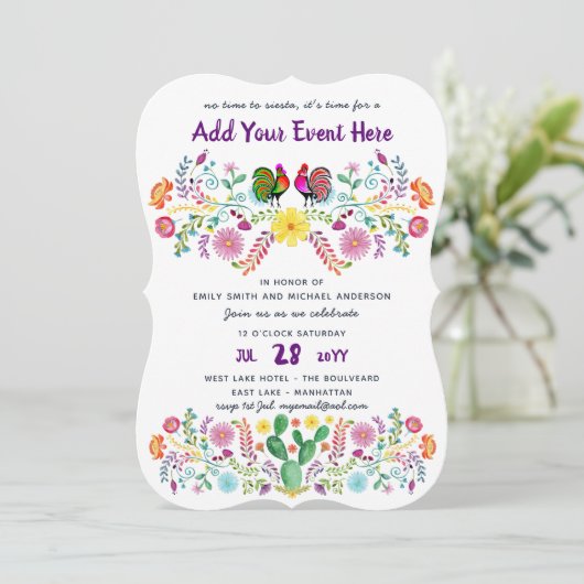 Invitations de fleurs folkloriques de Fiesta mexic (Debout devant)