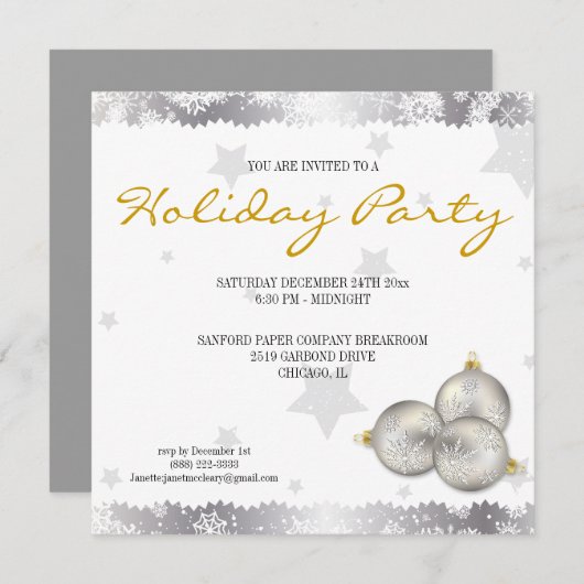 Invitations de flocon de neige de fête de vacances (Devant / Derrière)