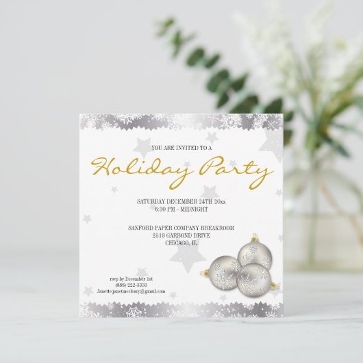 Invitations de flocon de neige de fête de vacances (Debout devant)