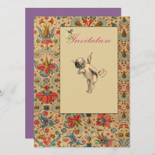Invitations de Floral Cherub (Devant / Derrière)